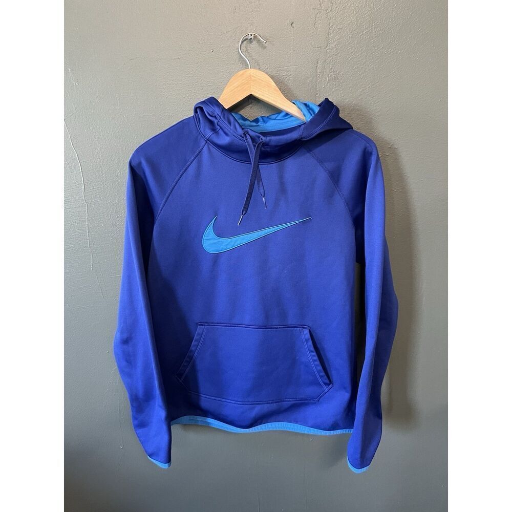 Nike Womens Blue Therma-Fit Pullover Hooded Sweatshirt Size Medium Dri-Fit